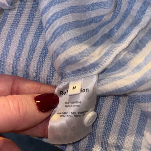 Reformation Anzio Striped Linen Button-Down Shirt Women’s Medium - Picture 5 of 5